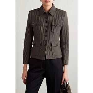 Nili Lotan Jamison Cotton Twill Jacket in Vintage Railroad Stripe 0